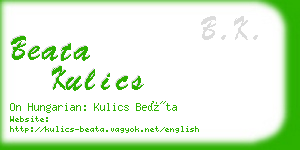 beata kulics business card